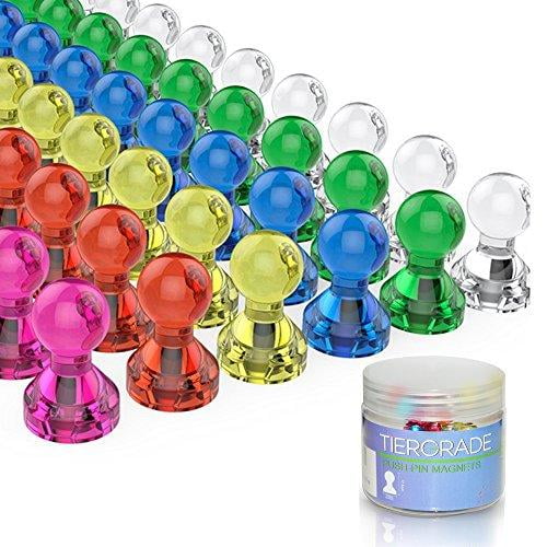 Push Pin Magnets Office Magnets 60 Pack 7 Assorted Color Strong Magnets,...